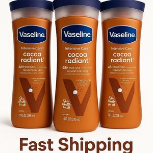 Vaseline Intensive Care Cocoa Radiant Body Lotion 10 oz Set of 3 New Sealed Fast